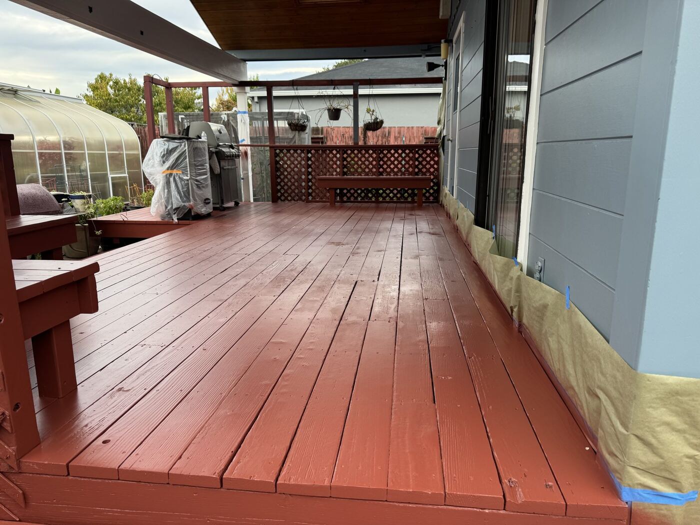 Cottage Exterior Repaint with Cedar Ceiling & Deck Restoration photo 8