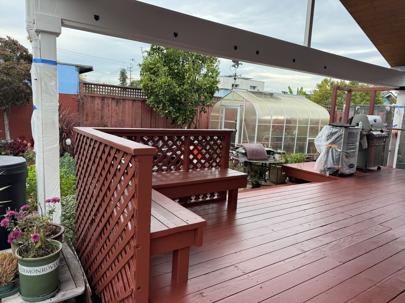 Cottage Exterior Repaint with Cedar Ceiling & Deck Restoration photo 9